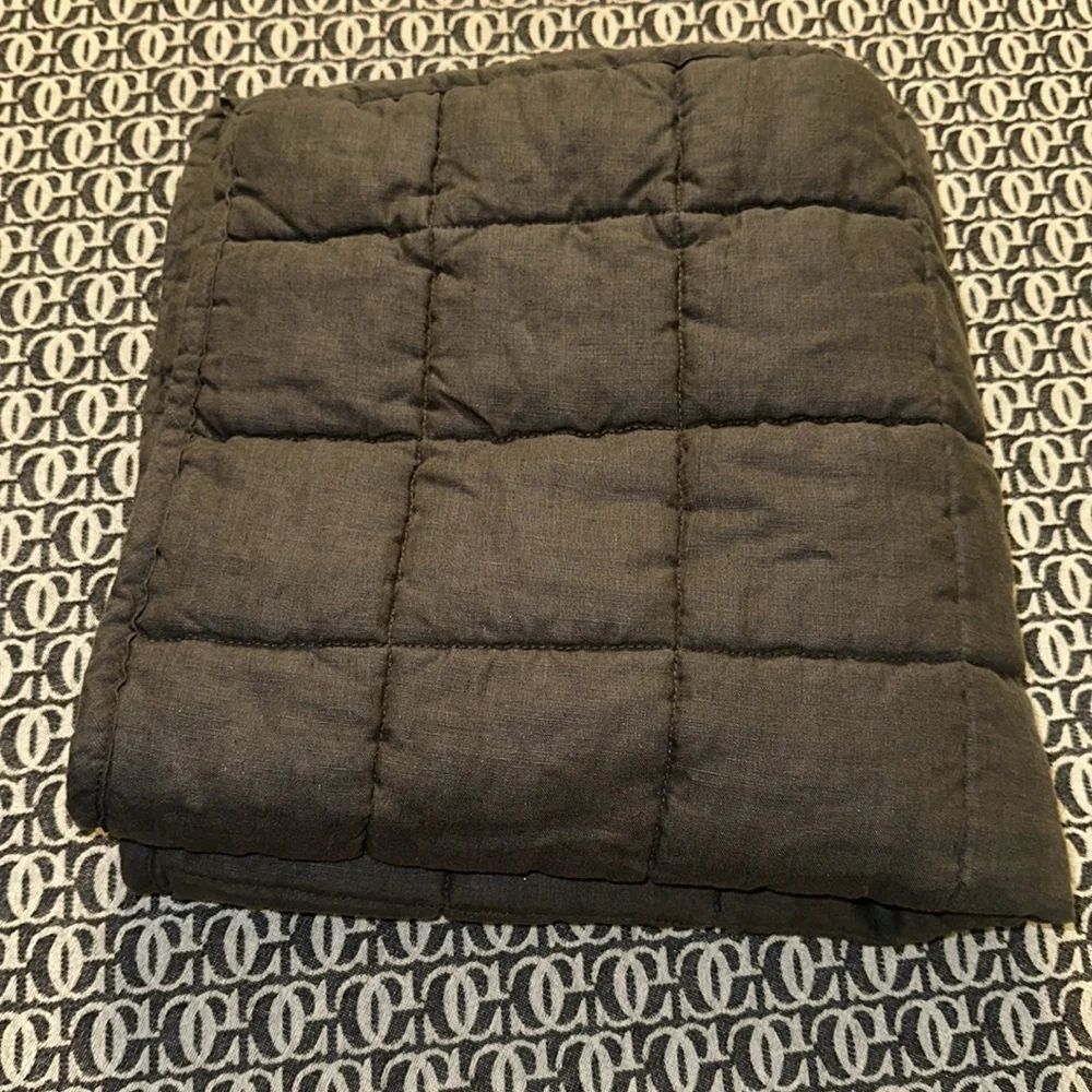 Quince European Linen Quilted Euro Sham Charcoal 5⭐Customer Reviews 26x26 - Picture 6 of 7